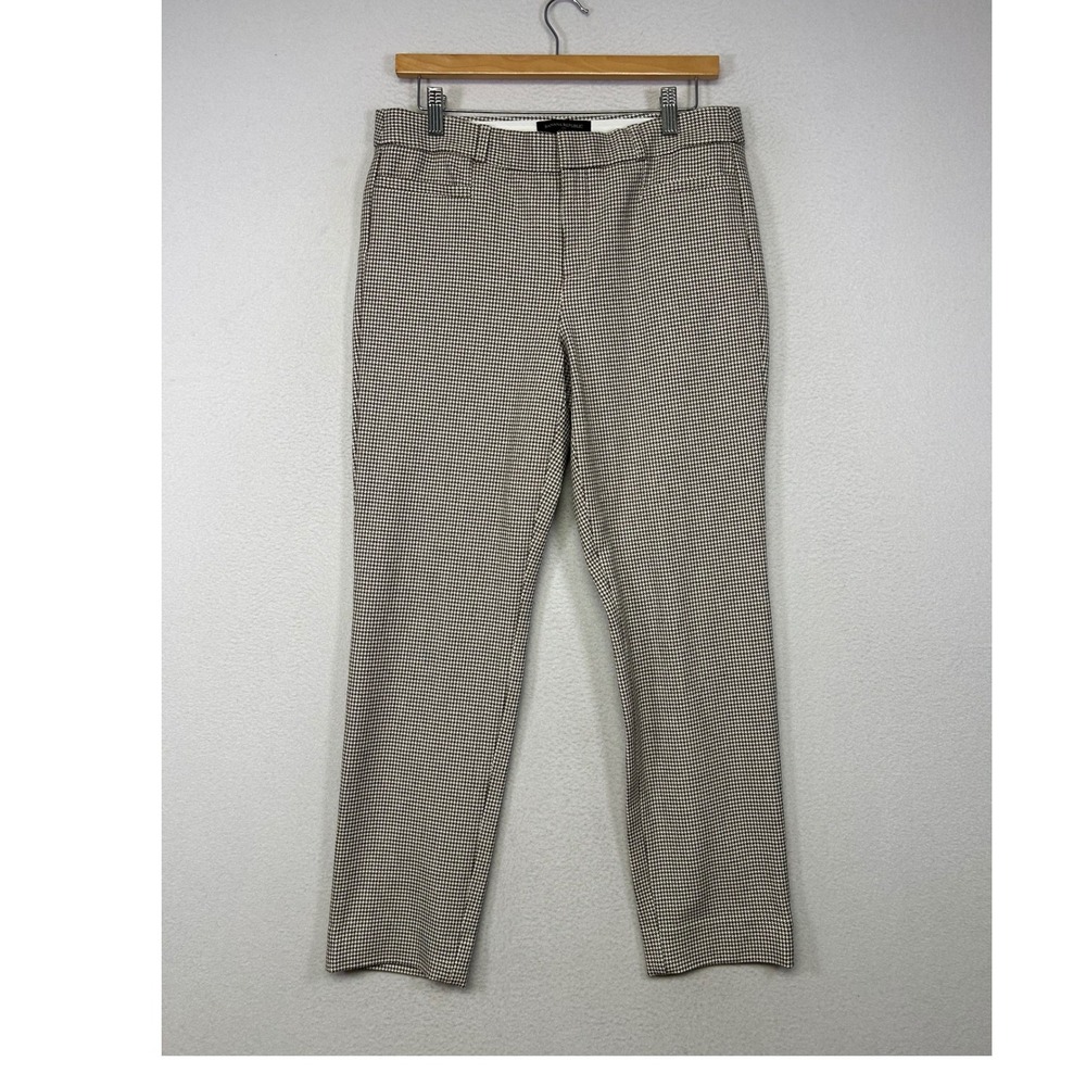 Dark Academia Banana Republic Women 6 Brown Houndstooth Sloan Skinny Dress Pants